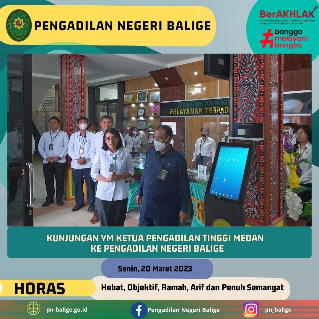 Kunjungan  Yang Mulia Ketua Pengadilan Tinggi Medan, Bapak Dr. Drs. H. Panusunan Harahap, S.H., M.H. ke Pengadilan Negeri Balige